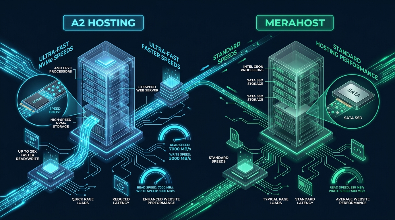 A2 Hosting vs MeraHost: NVMe Speed Comparison - A2 Hosting vs MeraHost