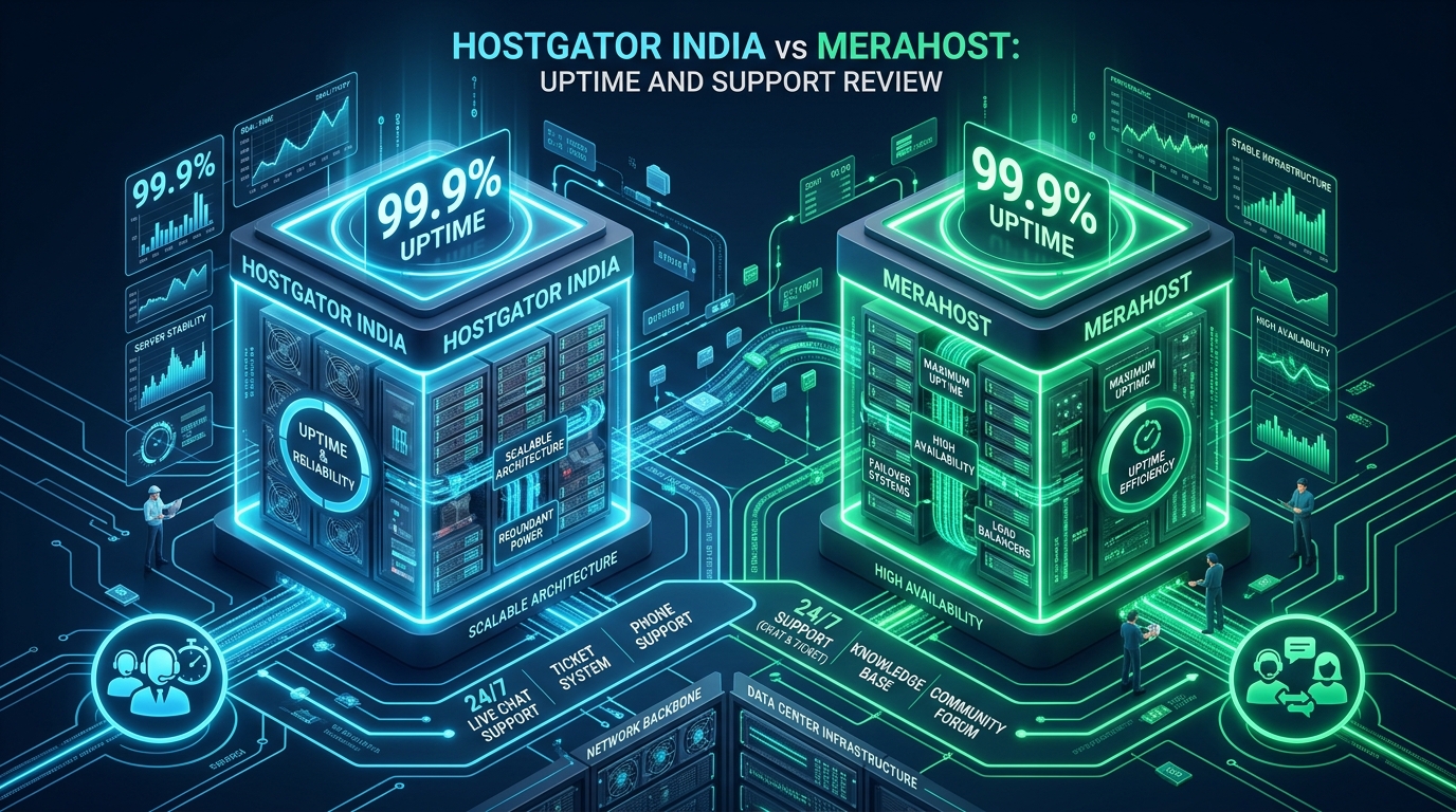 HostGator India vs MeraHost: Uptime and Support Review - HostGator India vs MeraHost