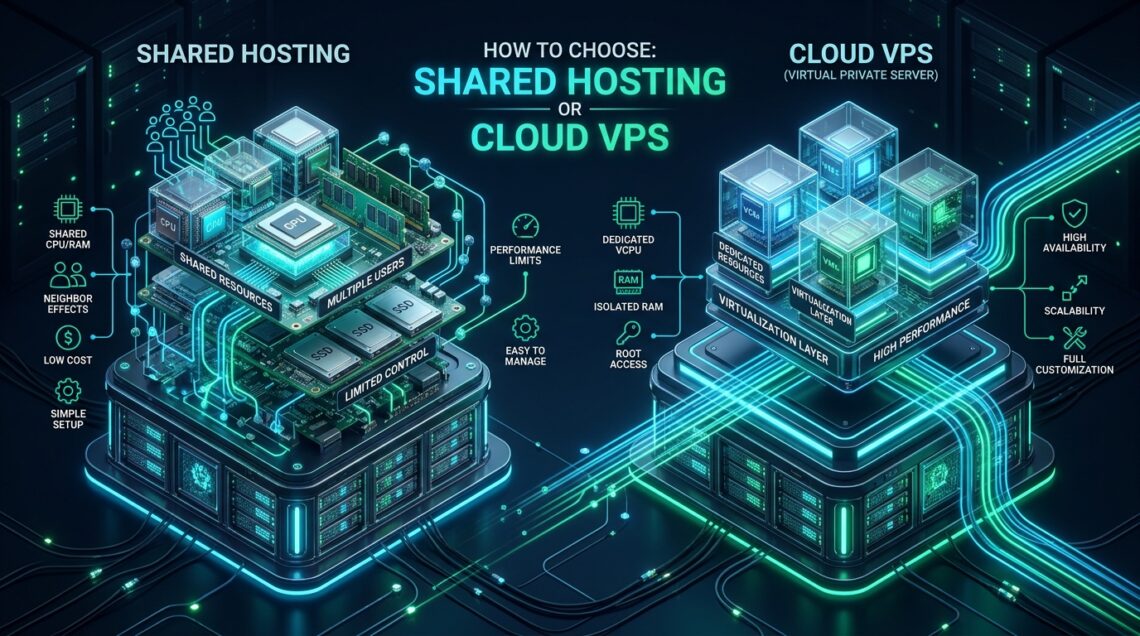 How to Choose Between Shared Hosting and Cloud VPS - shared hosting vs VPS