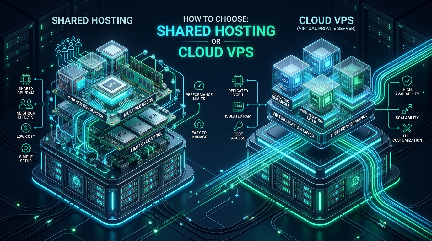 How to Choose Between Shared Hosting and Cloud VPS - shared hosting vs VPS