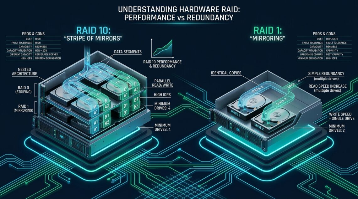 Understanding Hardware RAID: RAID 10 vs RAID 1 - hardware RAID explained